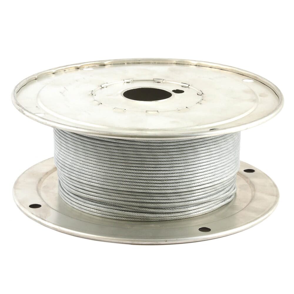 Wire Rope, Vinyl Coated, 1/16 in - 3/32 in x 500ft Spool (Sold by the foot)